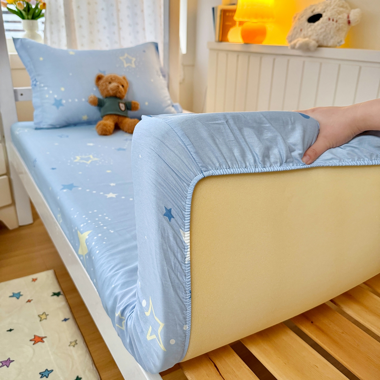 91家纺网 家纺一手货源 找家纺 尚帛 2026新款全棉品质喷气印花爆款四件套 多规格套件 单品系列-学生款单床笠 五星集