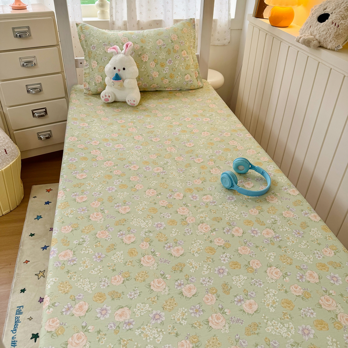 91家纺网 家纺一手货源 找家纺 （总）尚帛 2026新款全棉品质喷气印花爆款四件套 多规格套件 单品系列-学生款单床笠