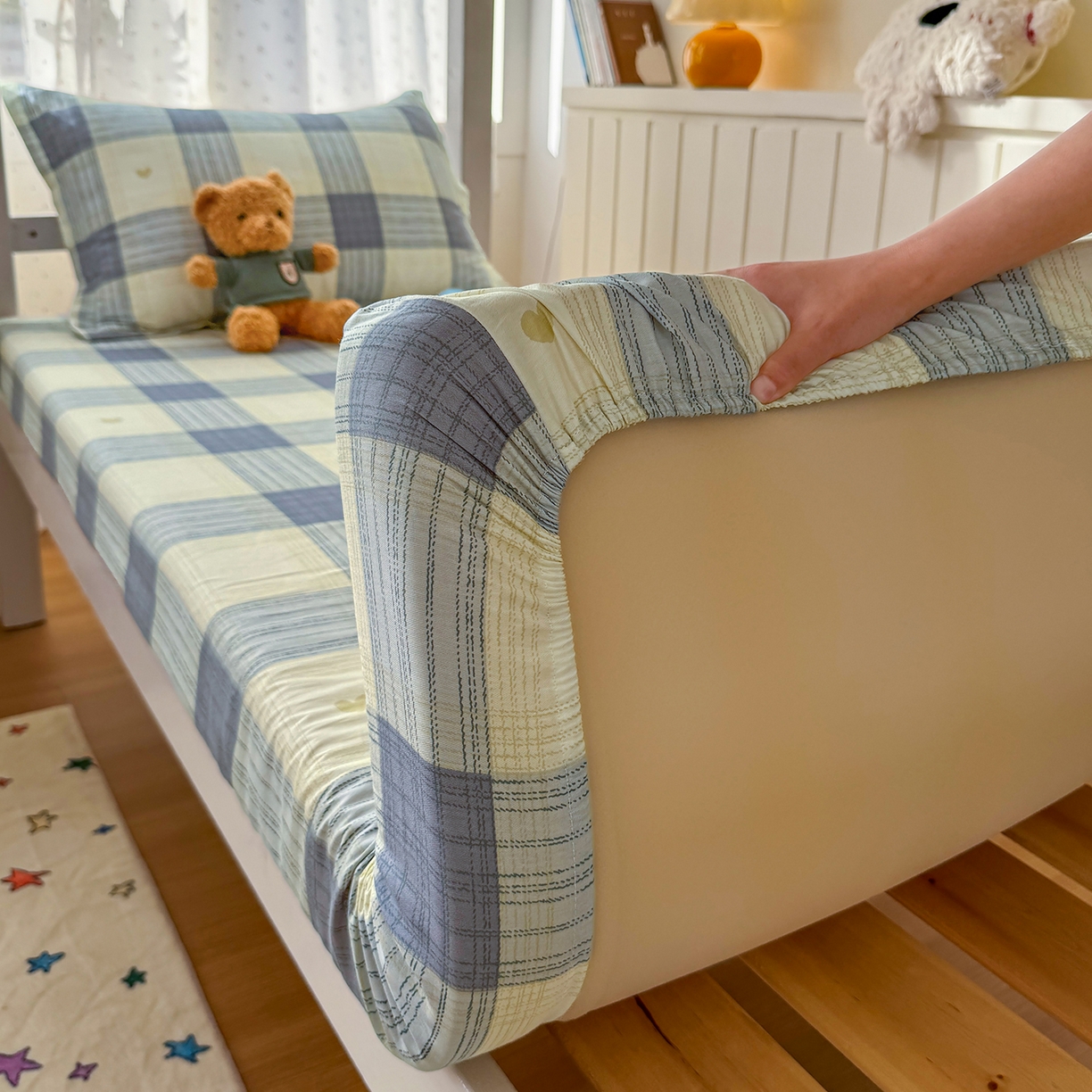 91家纺网 家纺一手货源 找家纺 尚帛 2026新款全棉品质喷气印花爆款四件套 多规格套件 单品系列-学生款单床笠 初心-灰