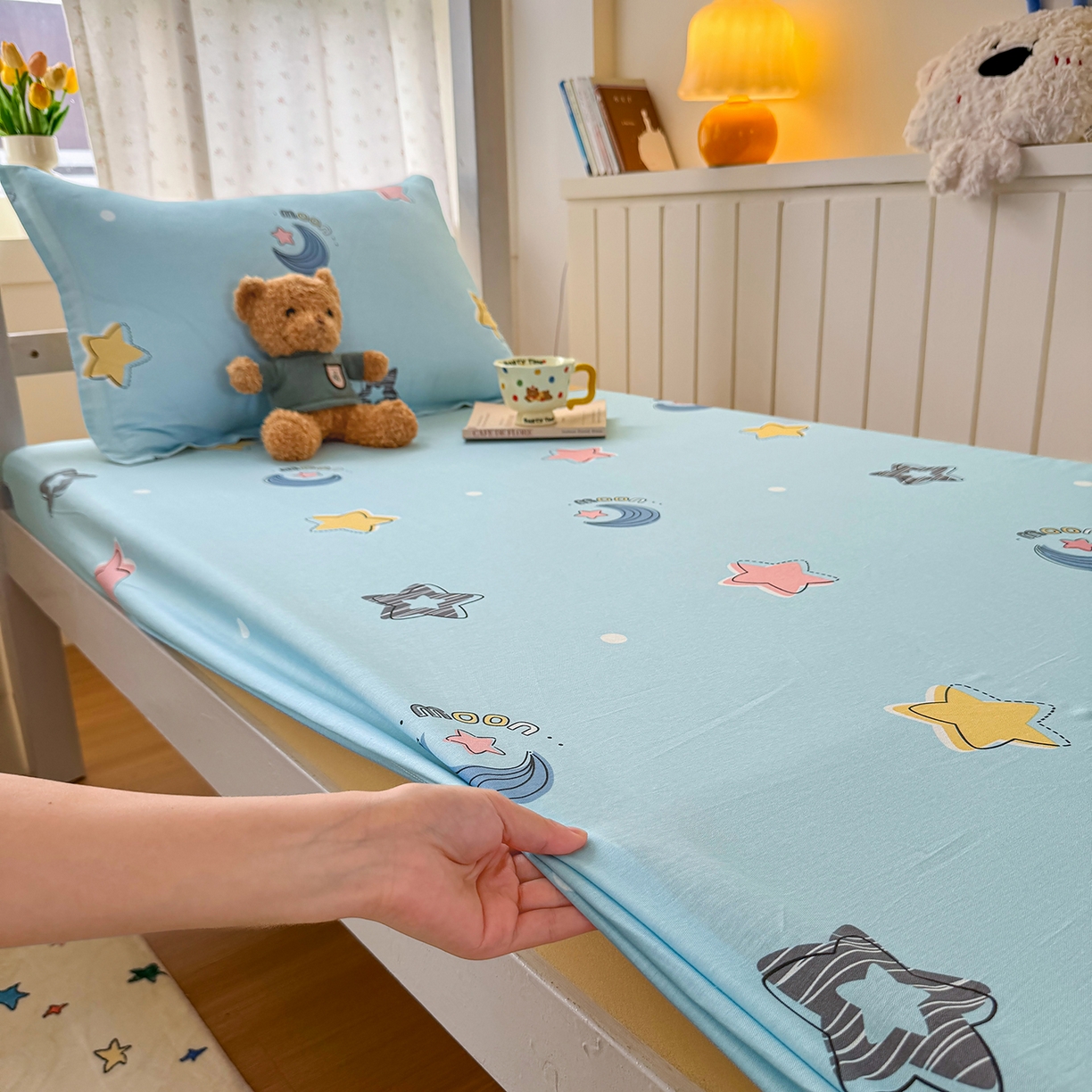 91家纺网 家纺一手货源 找家纺 尚帛 2026新款全棉品质喷气印花爆款四件套 多规格套件 单品系列-学生款单床笠 星梦想