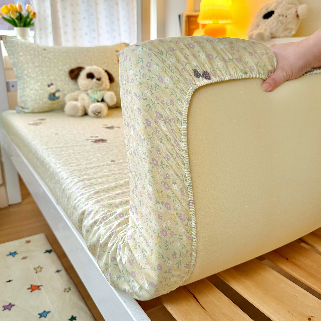 91家纺网 家纺一手货源 找家纺 尚帛 2026新款全棉品质喷气印花爆款四件套 多规格套件 单品系列-学生款单床笠 碎花学院