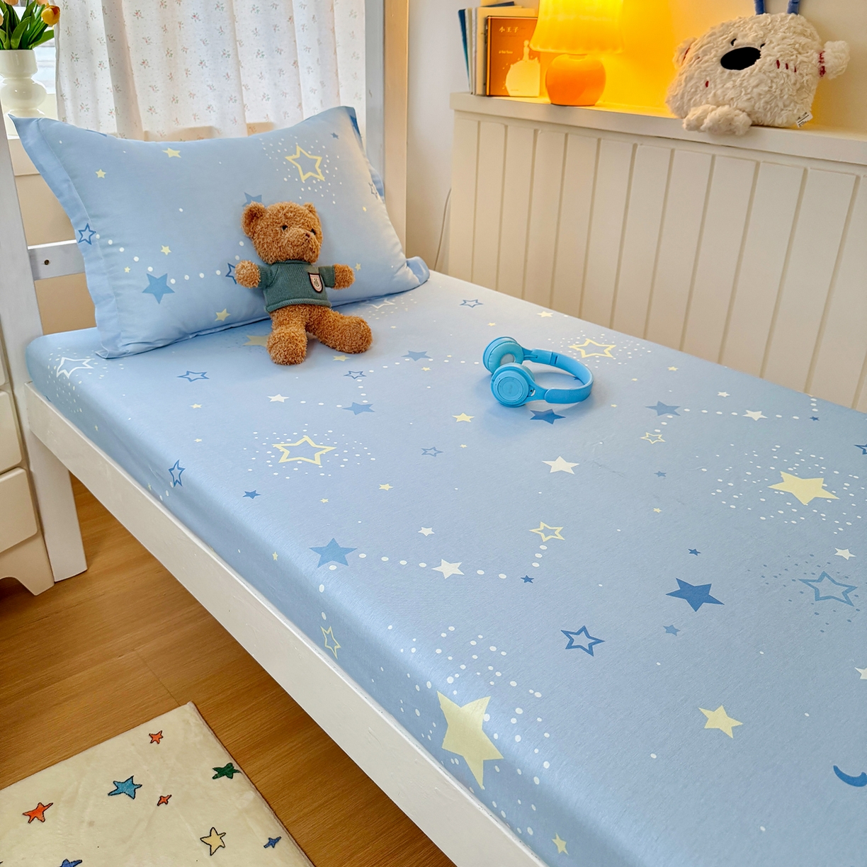 91家纺网 家纺一手货源 找家纺 尚帛 2026新款全棉品质喷气印花爆款四件套 多规格套件 单品系列-学生款单床笠 五星集