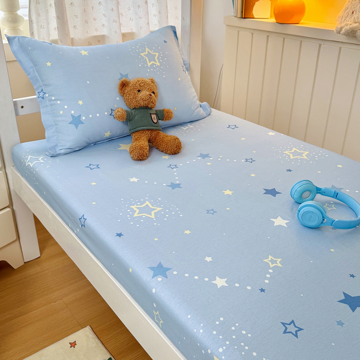 91家纺网 家纺一手货源 找家纺 尚帛 2026新款全棉品质喷气印花爆款四件套 多规格套件 单品系列-学生款单床笠 五星集