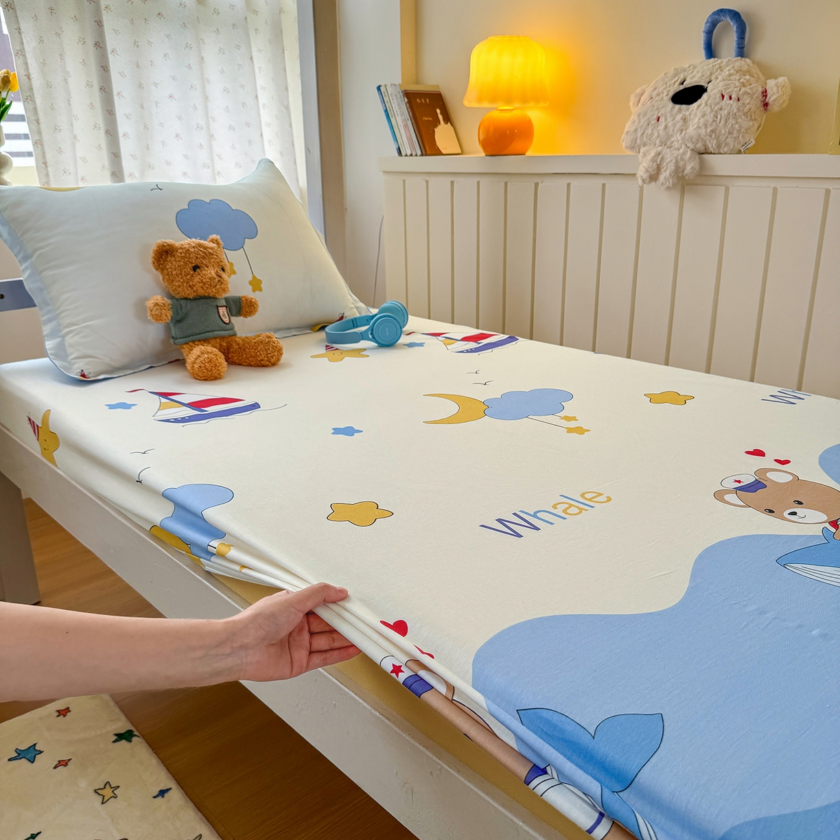 91家纺网 家纺一手货源 找家纺 尚帛 2026新款全棉品质喷气印花爆款四件套 多规格套件 单品系列-学生款单床笠 水上乐园