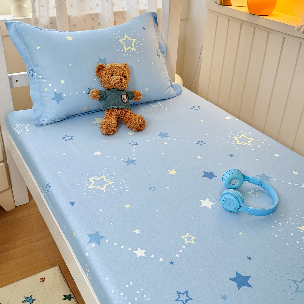 91家纺网 家纺一手货源 找家纺 尚帛 2026新款全棉品质喷气印花爆款四件套 多规格套件 单品系列-学生款单床笠 五星集