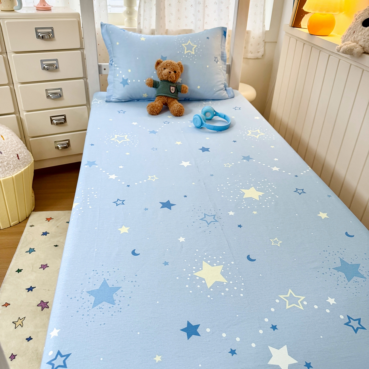 91家纺网 家纺一手货源 找家纺 尚帛 2026新款全棉品质喷气印花爆款四件套 多规格套件 单品系列-学生款单床笠 五星集