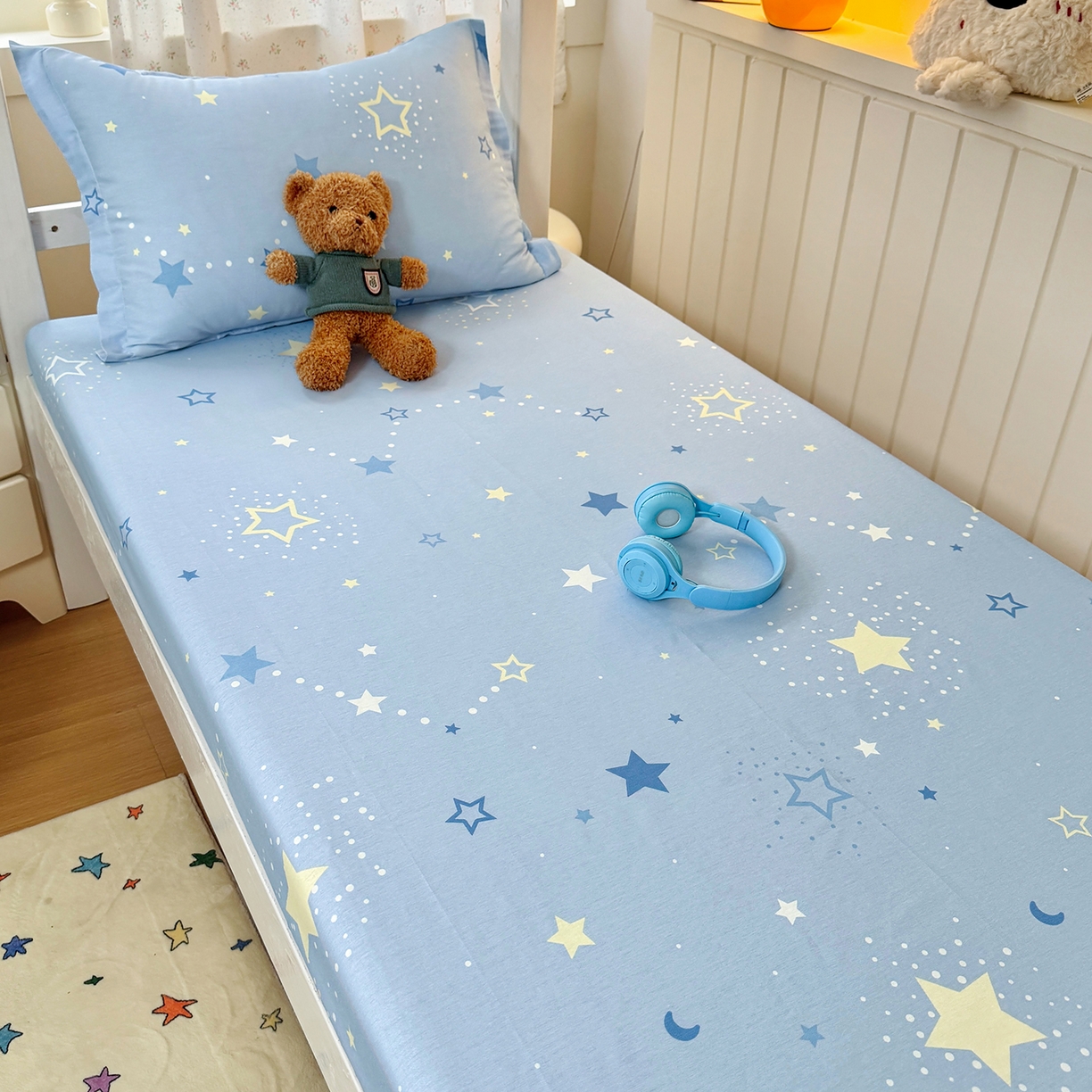 91家纺网 家纺一手货源 找家纺 尚帛 2026新款全棉品质喷气印花爆款四件套 多规格套件 单品系列-学生款单床笠 五星集