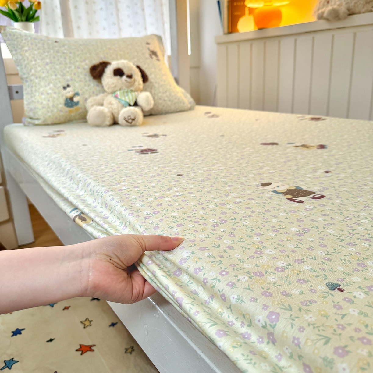 91家纺网 家纺一手货源 找家纺 尚帛 2026新款全棉品质喷气印花爆款四件套 多规格套件 单品系列-学生款单床笠 碎花学院