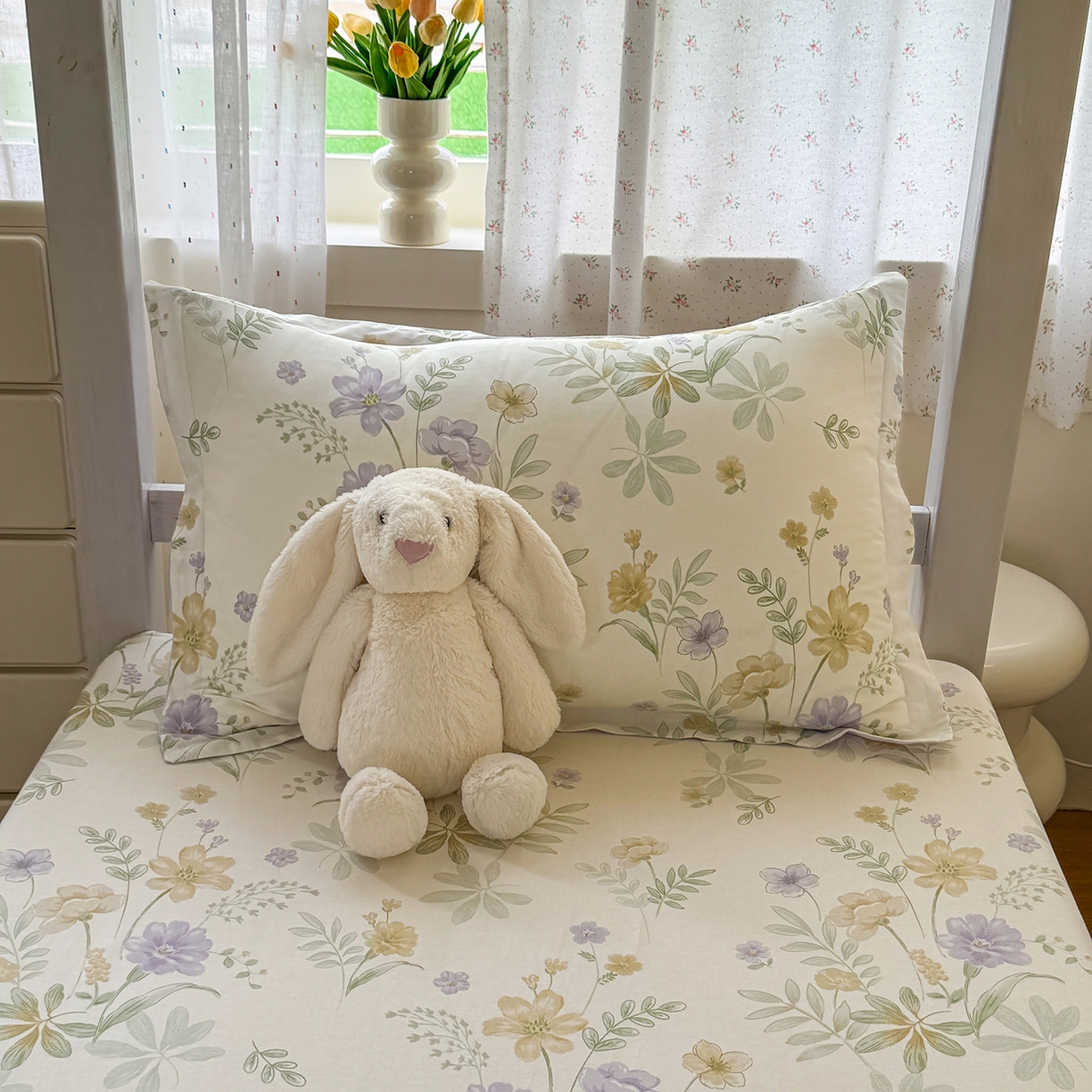 91家纺网 家纺一手货源 找家纺 尚帛 2026新款全棉品质喷气印花爆款四件套 多规格套件 单品系列-学生款单床笠 爱的花海