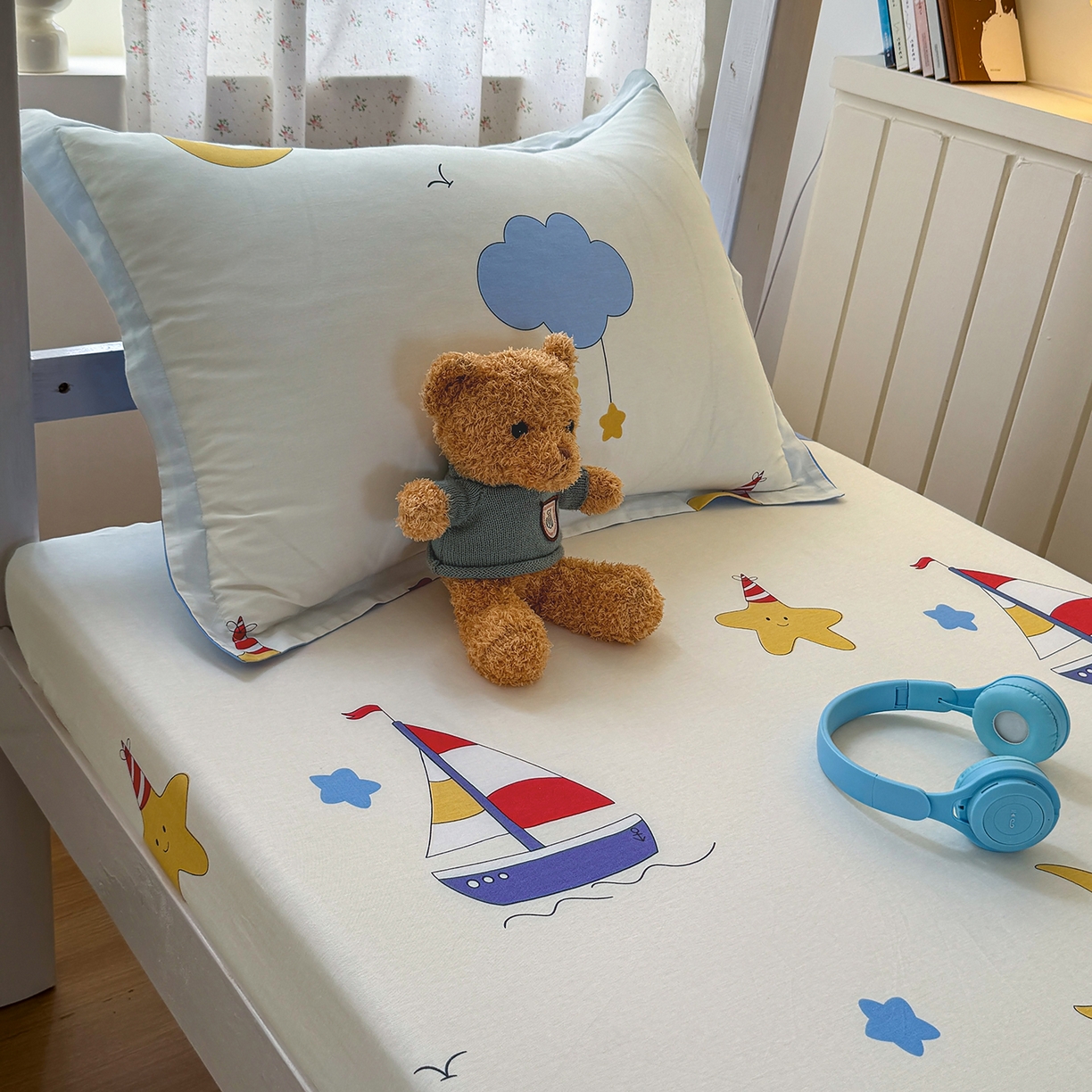 91家纺网 家纺一手货源 找家纺 尚帛 2026新款全棉品质喷气印花爆款四件套 多规格套件 单品系列-学生款单床笠 水上乐园