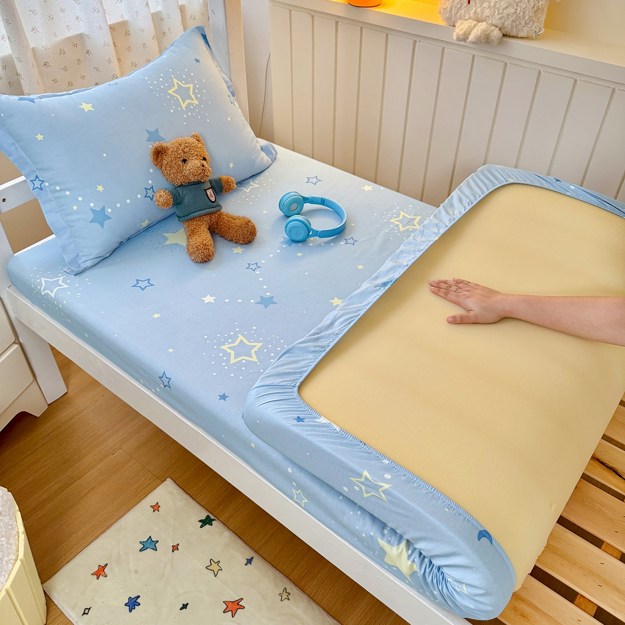 91家纺网 家纺一手货源 找家纺 尚帛 2026新款全棉品质喷气印花爆款四件套 多规格套件 单品系列-学生款单床笠 五星集