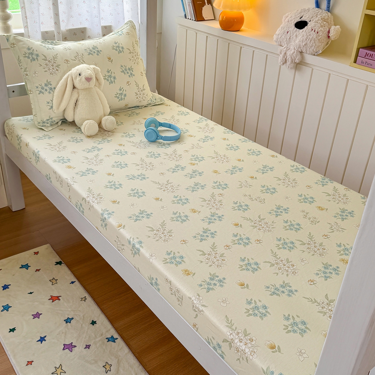 91家纺网 家纺一手货源 找家纺 尚帛 2026新款全棉品质喷气印花爆款四件套 多规格套件 单品系列-学生款单床笠 春漫庭