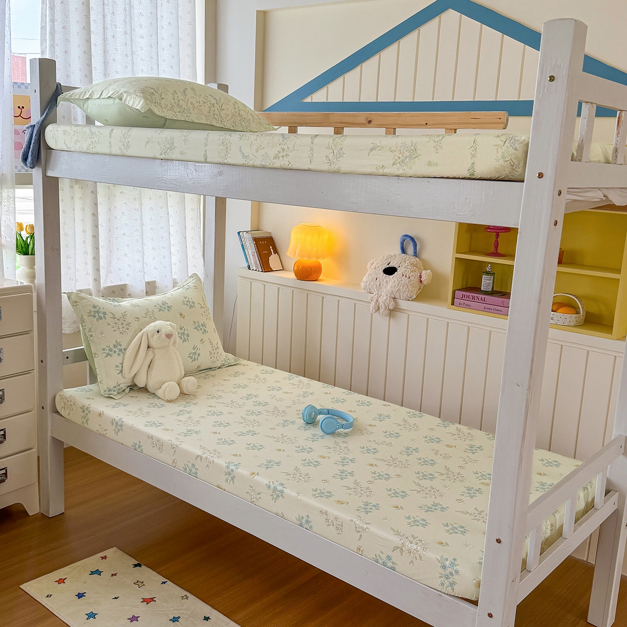 尚帛 2026新款全棉品质喷气印花爆款四件套 多规格套件 单品系列-学生款单床笠 春漫庭