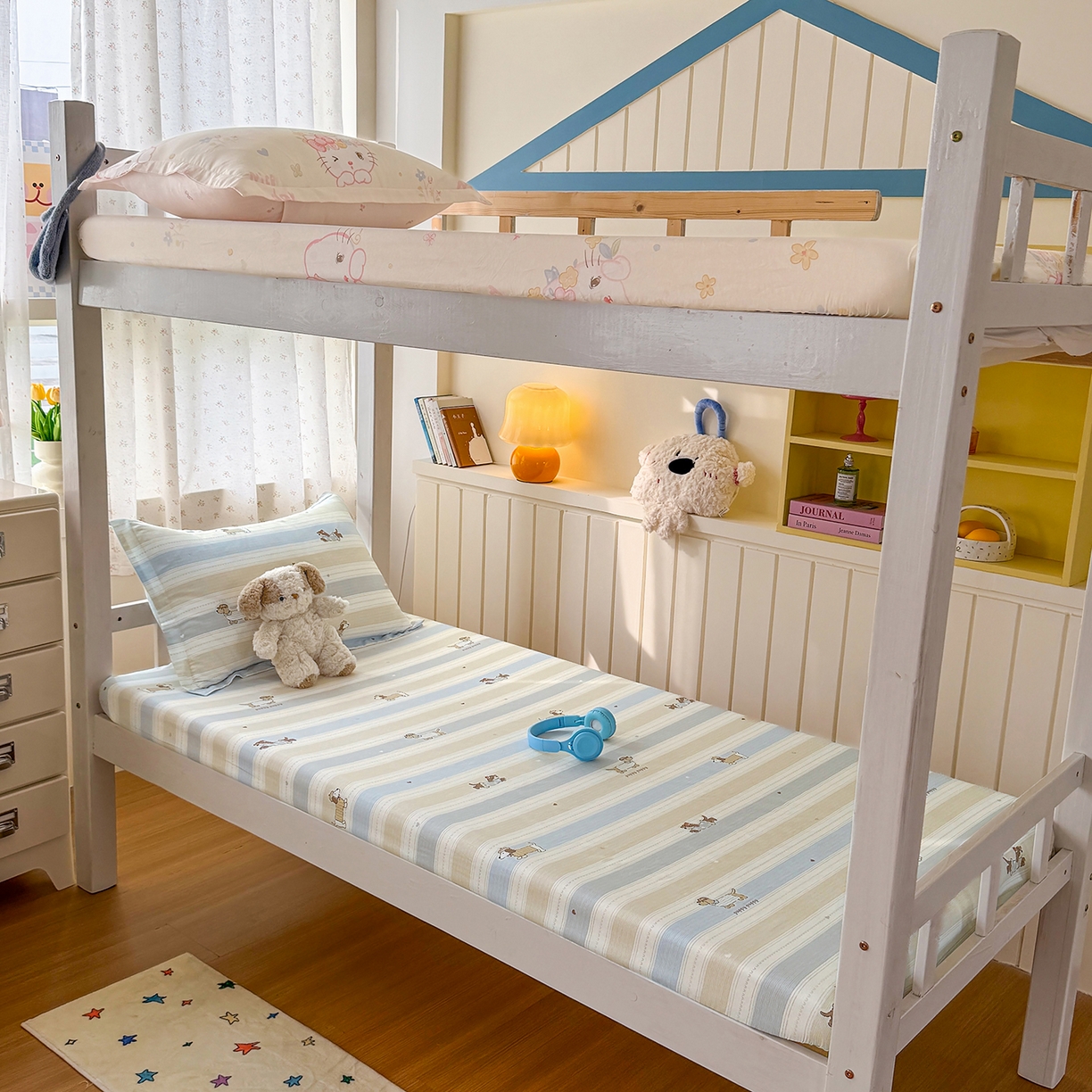 尚帛 2026新款全棉品质喷气印花爆款四件套 多规格套件 单品系列-学生款单床笠 奔跑小狗