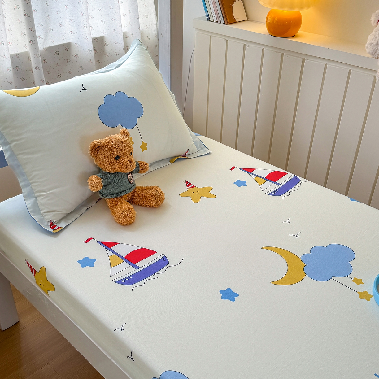 91家纺网 家纺一手货源 找家纺 尚帛 2026新款全棉品质喷气印花爆款四件套 多规格套件 单品系列-学生款单床笠 水上乐园