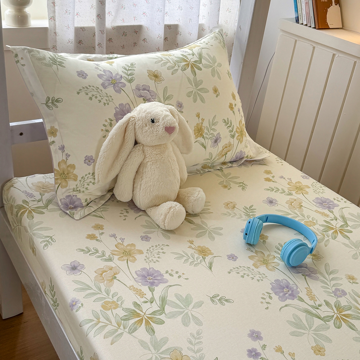 91家纺网 家纺一手货源 找家纺 尚帛 2026新款全棉品质喷气印花爆款四件套 多规格套件 单品系列-学生款单床笠 爱的花海