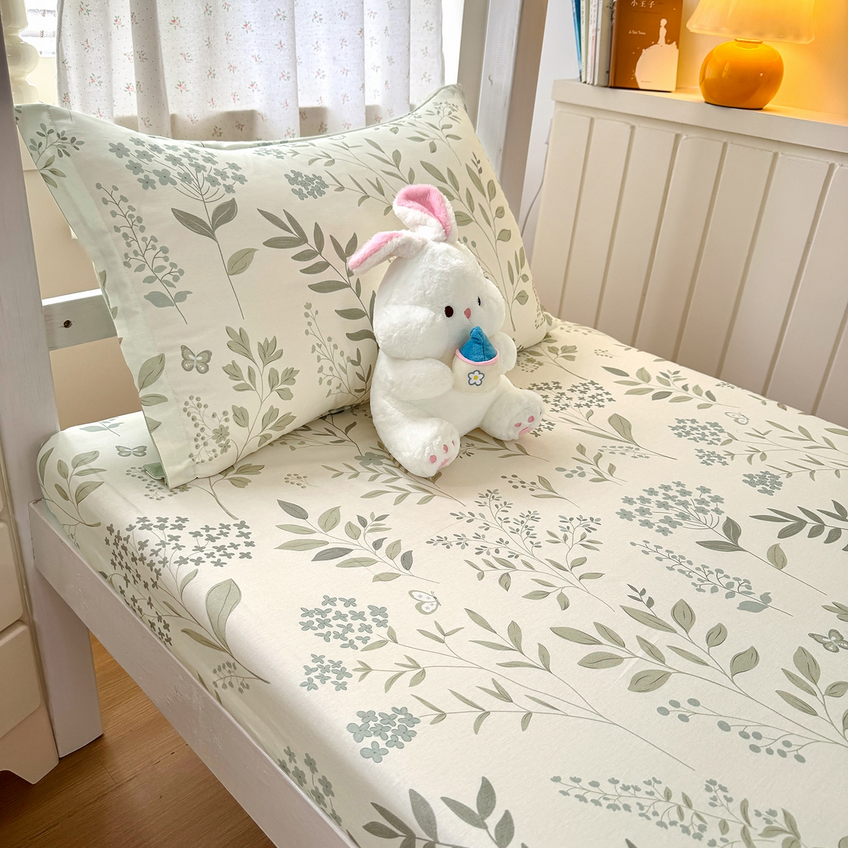 91家纺网 家纺一手货源 找家纺 尚帛 2026新款全棉品质喷气印花爆款四件套 多规格套件 单品系列-学生款单床笠 叶之恋