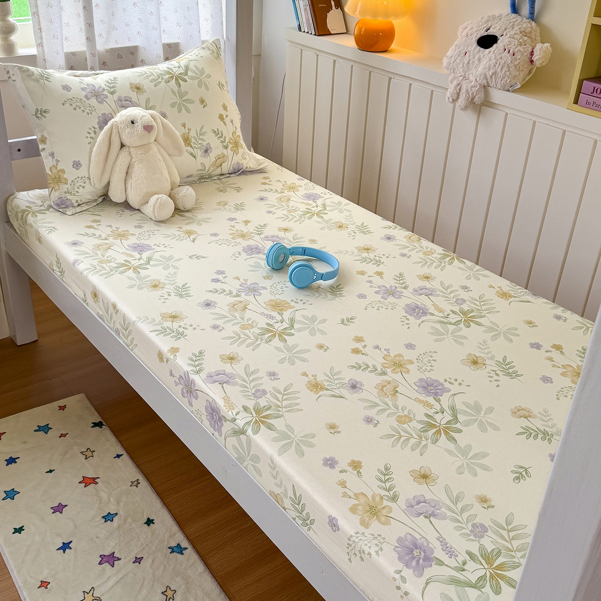 91家纺网 家纺一手货源 找家纺 尚帛 2026新款全棉品质喷气印花爆款四件套 多规格套件 单品系列-学生款单床笠 爱的花海