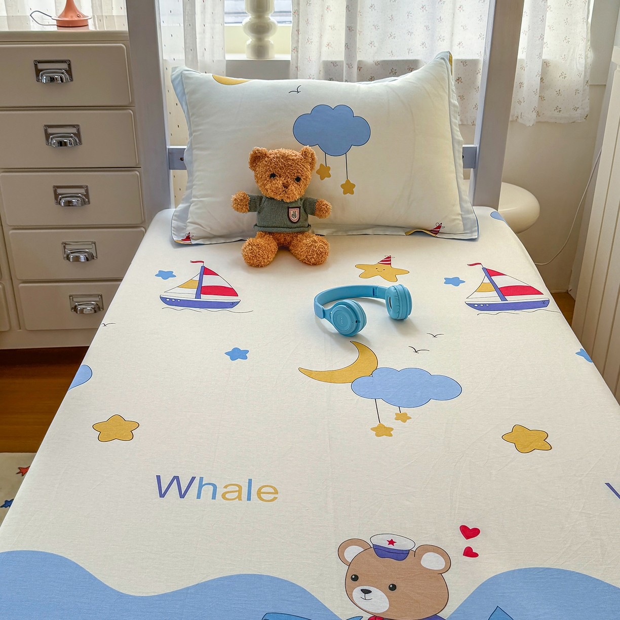 91家纺网 家纺一手货源 找家纺 尚帛 2026新款全棉品质喷气印花爆款四件套 多规格套件 单品系列-学生款单床笠 水上乐园