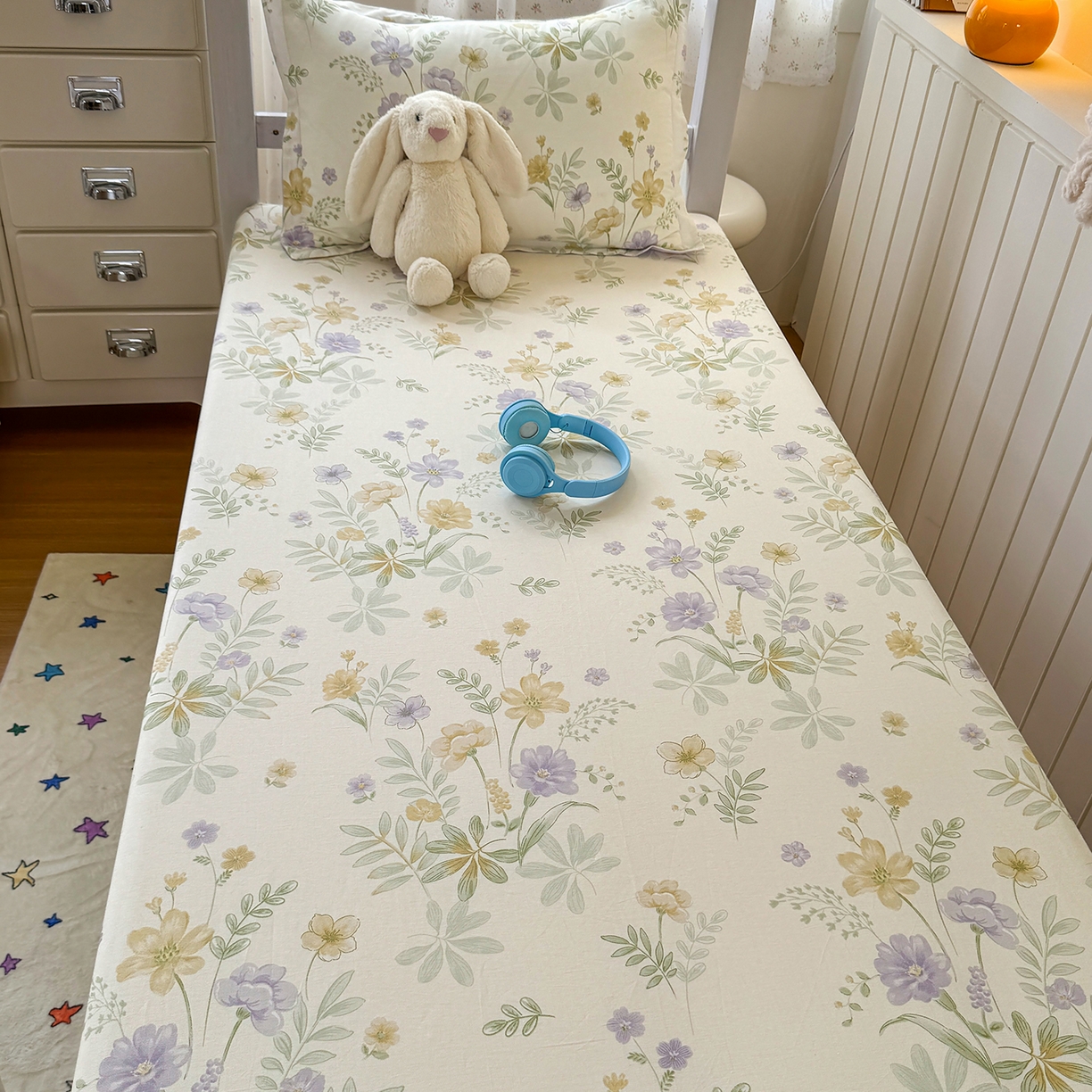 91家纺网 家纺一手货源 找家纺 尚帛 2026新款全棉品质喷气印花爆款四件套 多规格套件 单品系列-学生款单床笠 爱的花海