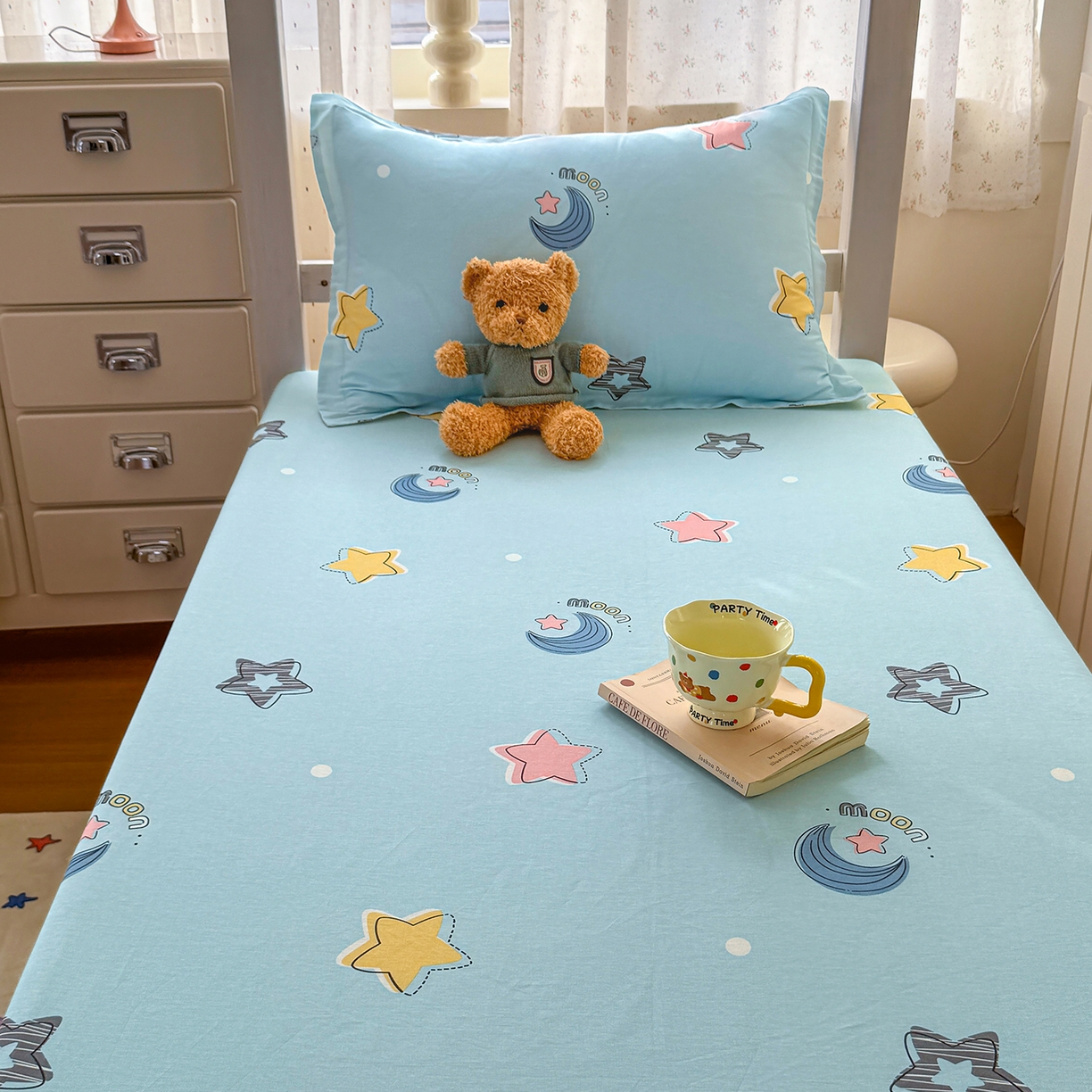 91家纺网 家纺一手货源 找家纺 尚帛 2026新款全棉品质喷气印花爆款四件套 多规格套件 单品系列-学生款单床笠 星梦想