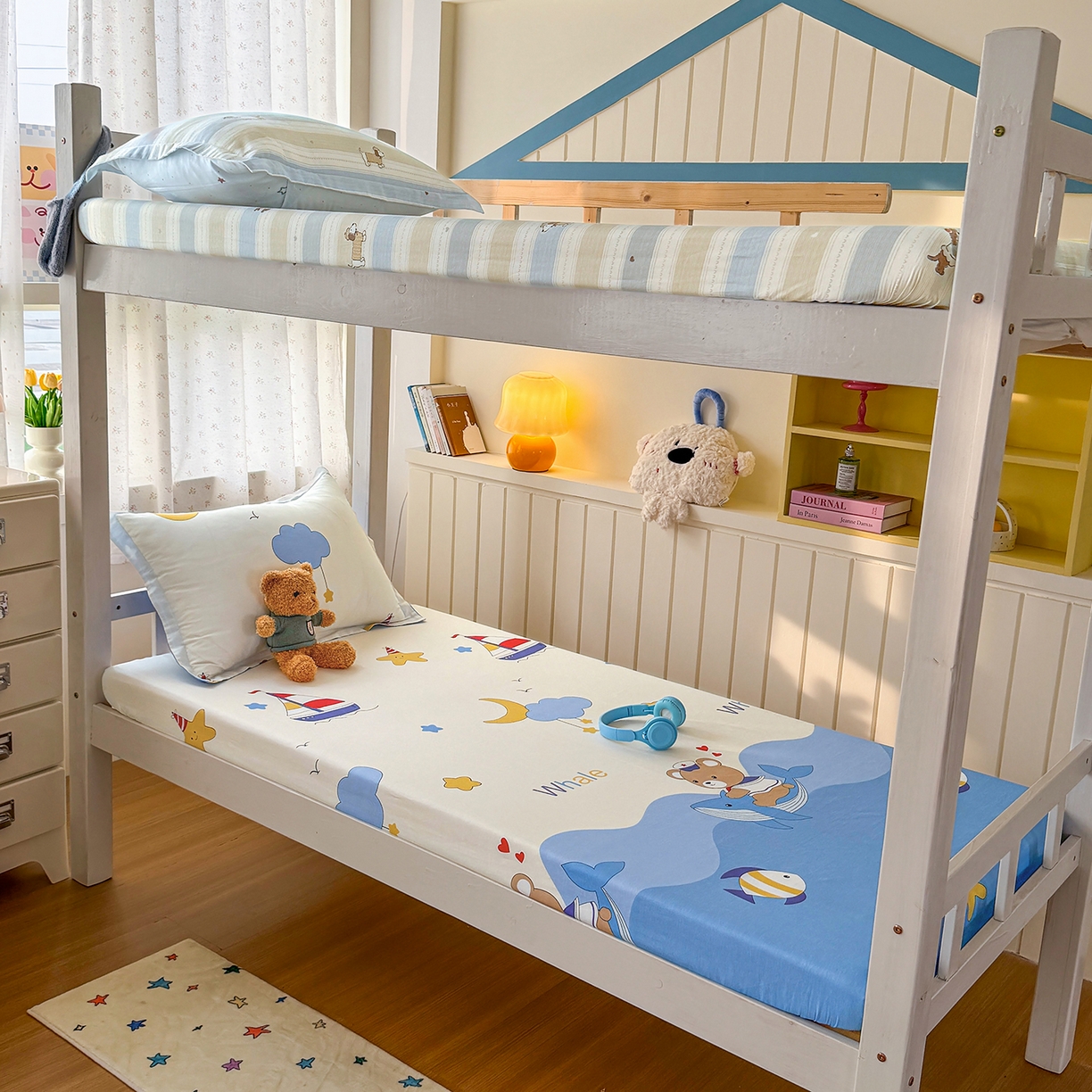 尚帛 2026新款全棉品质喷气印花爆款四件套 多规格套件 单品系列-学生款单床笠 水上乐园