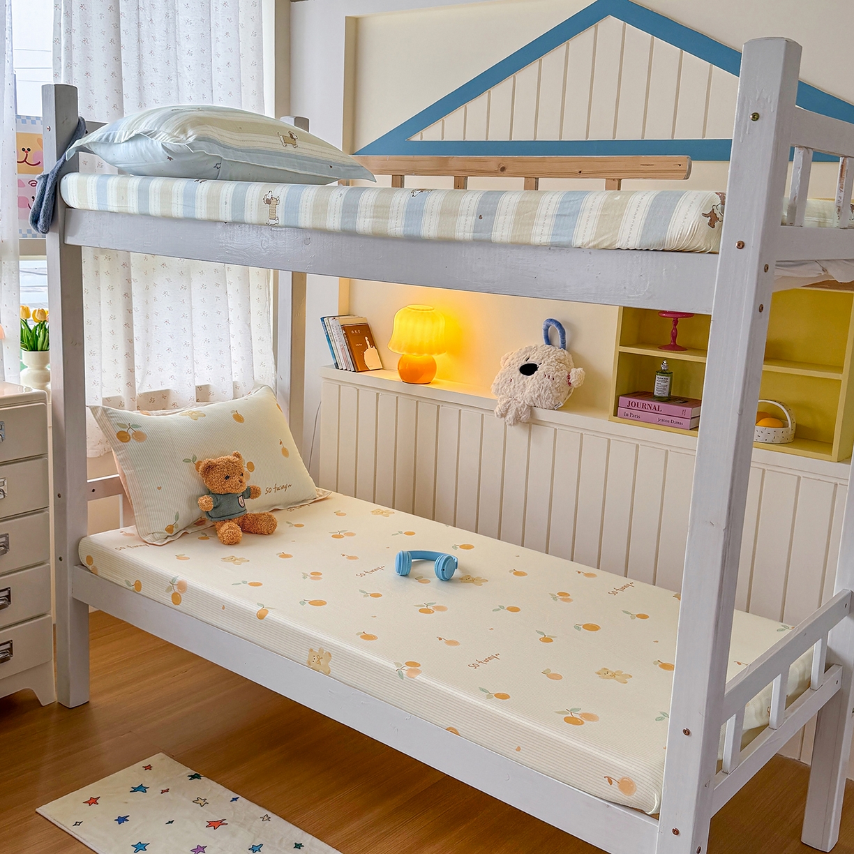 尚帛 2026新款全棉品质喷气印花爆款四件套 多规格套件 单品系列-学生款单床笠 欢乐碰碰熊