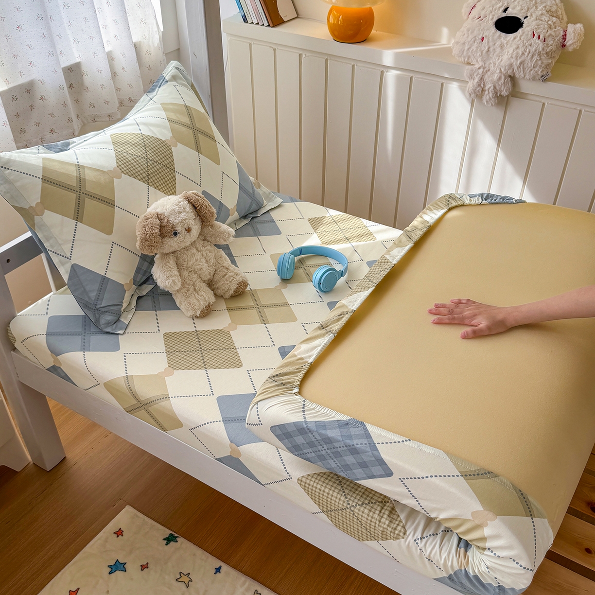 91家纺网 家纺一手货源 找家纺 尚帛 2026新款全棉品质喷气印花爆款四件套 多规格套件 单品系列-学生款单床笠 佳丽斯