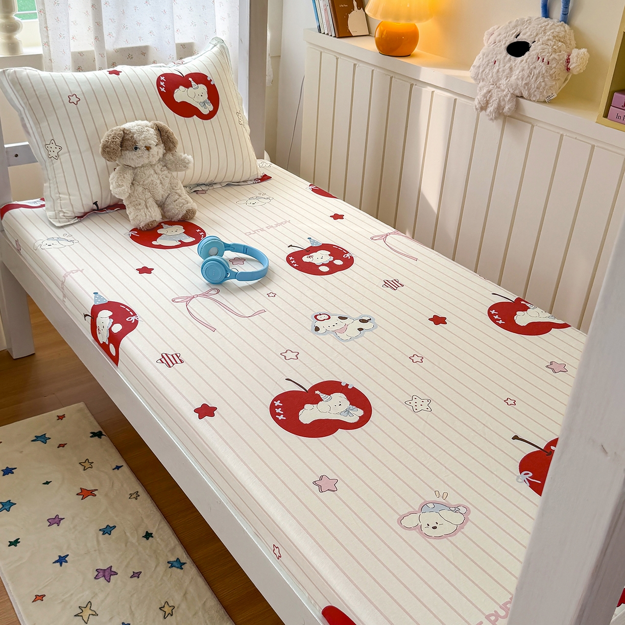 91家纺网 家纺一手货源 找家纺 尚帛 2026新款全棉品质喷气印花爆款四件套 多规格套件 单品系列-学生款单床笠 派对柯基