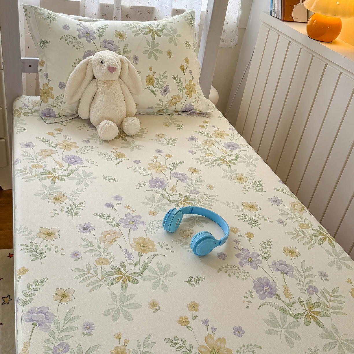 91家纺网 家纺一手货源 找家纺 尚帛 2026新款全棉品质喷气印花爆款四件套 多规格套件 单品系列-学生款单床笠 爱的花海