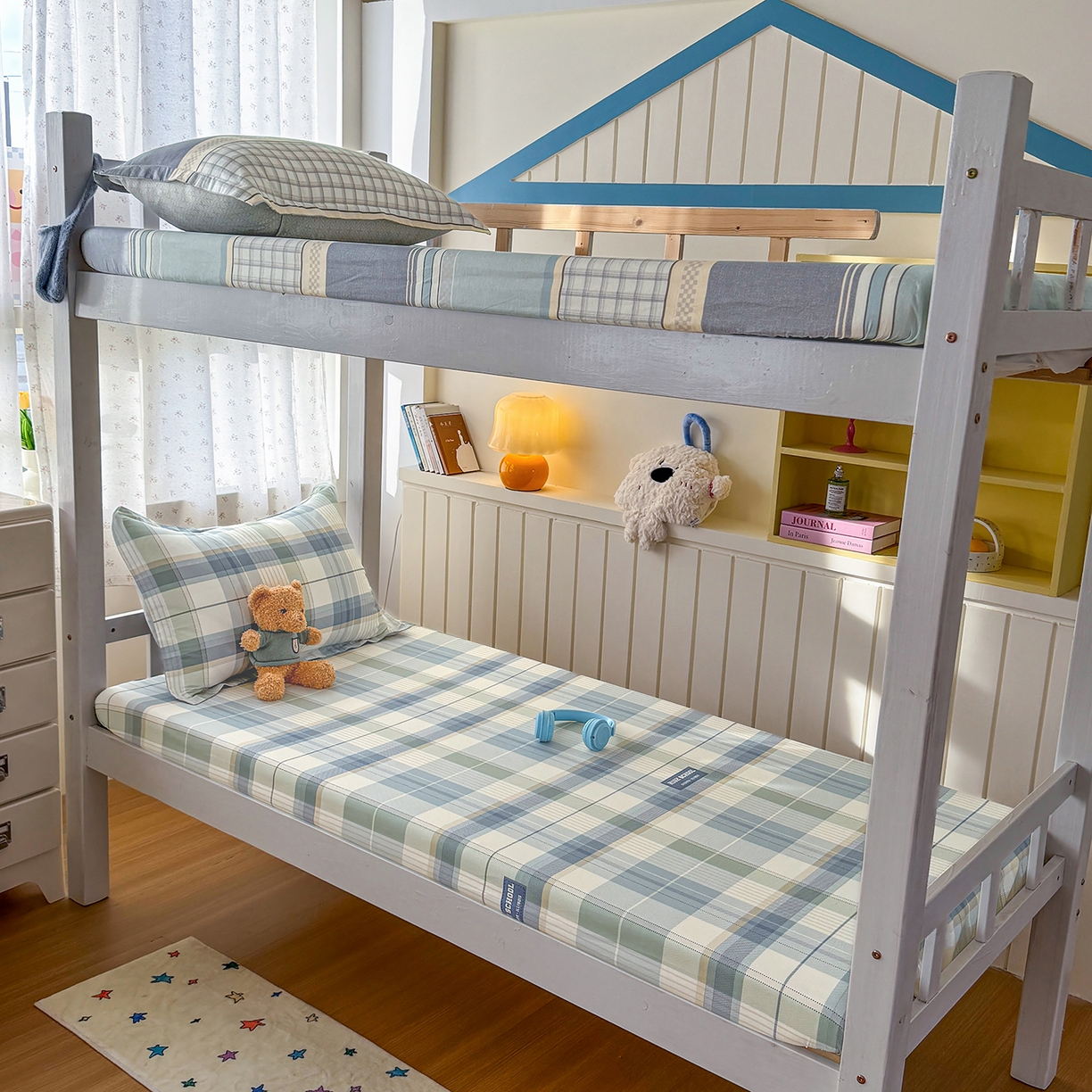 尚帛 2026新款全棉品质喷气印花爆款四件套 多规格套件 单品系列-学生款单床笠 格兰德-蓝