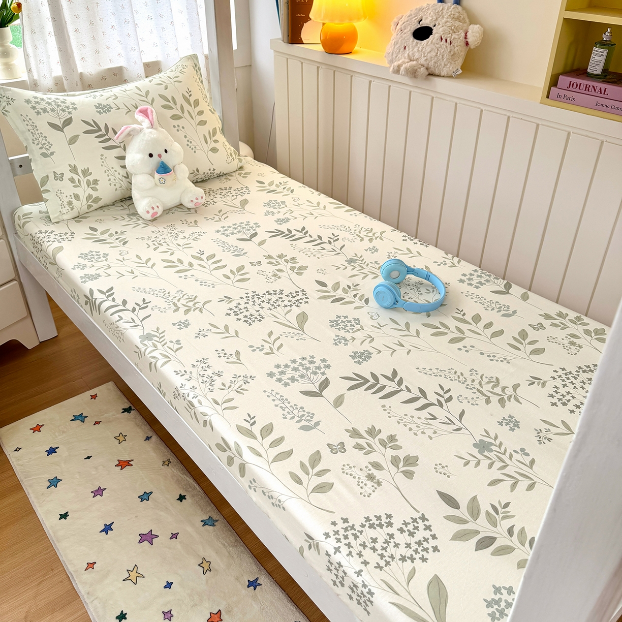 91家纺网 家纺一手货源 找家纺 尚帛 2026新款全棉品质喷气印花爆款四件套 多规格套件 单品系列-学生款单床笠 叶之恋