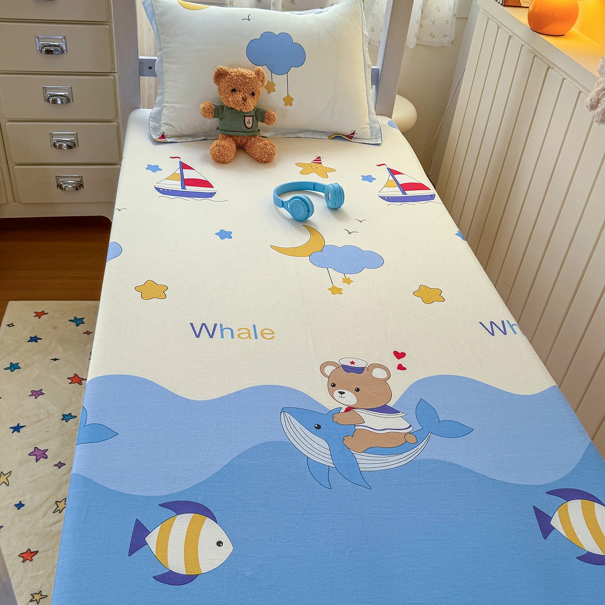 91家纺网 家纺一手货源 找家纺 尚帛 2026新款全棉品质喷气印花爆款四件套 多规格套件 单品系列-学生款单床笠 水上乐园