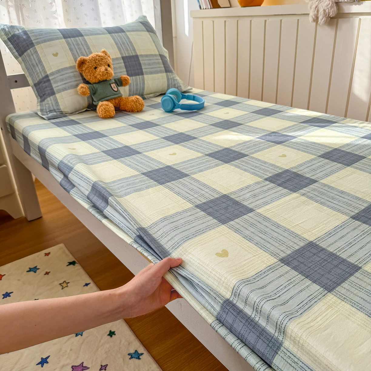 91家纺网 家纺一手货源 找家纺 尚帛 2026新款全棉品质喷气印花爆款四件套 多规格套件 单品系列-学生款单床笠 初心-灰