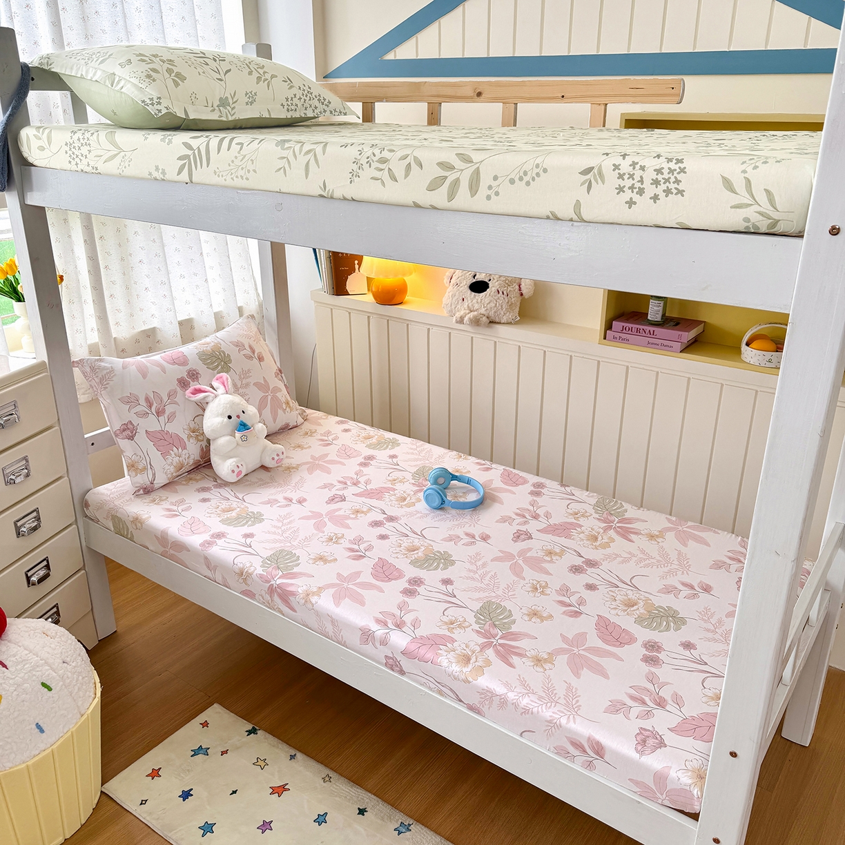 尚帛 2026新款全棉品质喷气印花爆款四件套 多规格套件 单品系列-学生款单床笠 叶柔粉