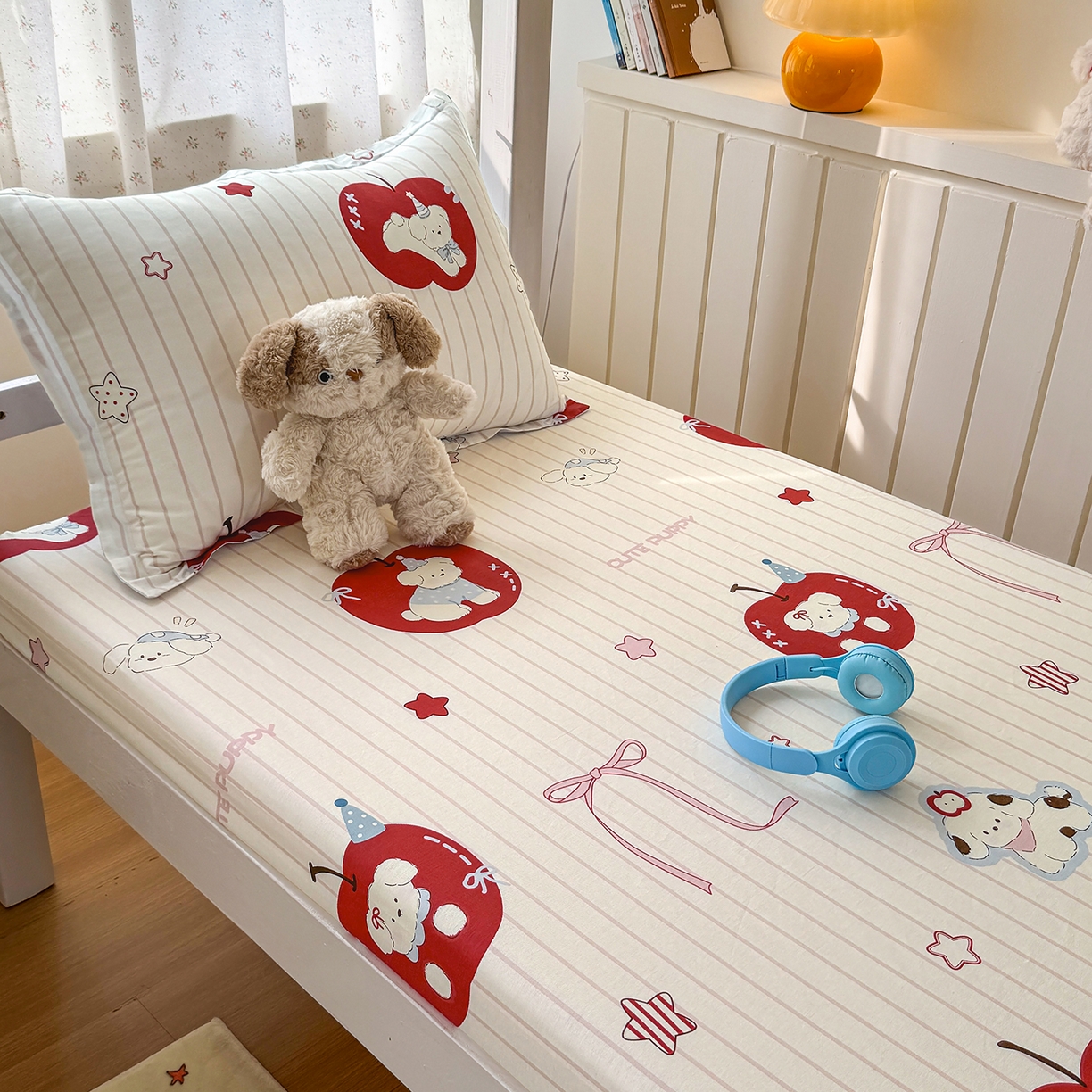 91家纺网 家纺一手货源 找家纺 尚帛 2026新款全棉品质喷气印花爆款四件套 多规格套件 单品系列-学生款单床笠 派对柯基