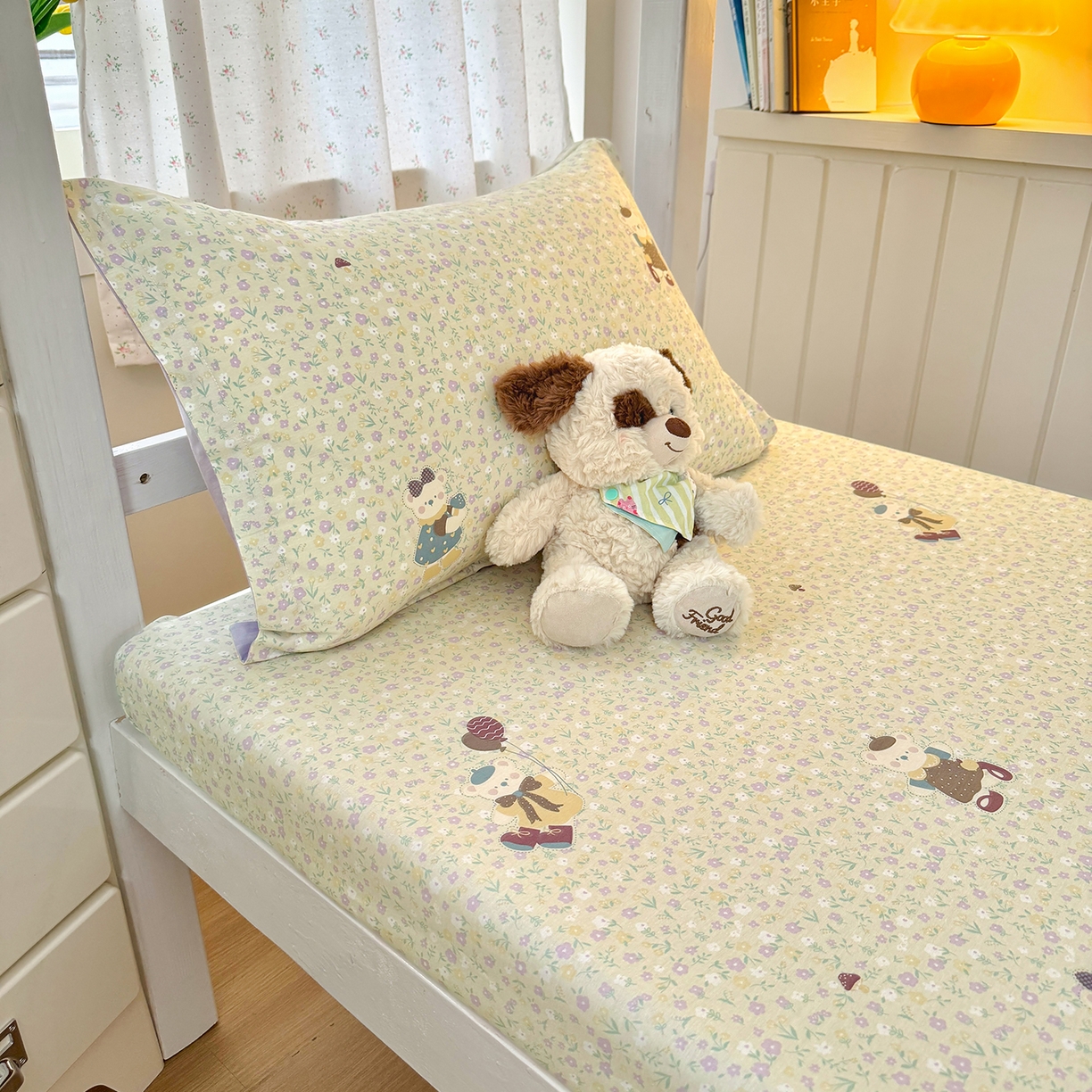 91家纺网 家纺一手货源 找家纺 尚帛 2026新款全棉品质喷气印花爆款四件套 多规格套件 单品系列-学生款单床笠 碎花学院