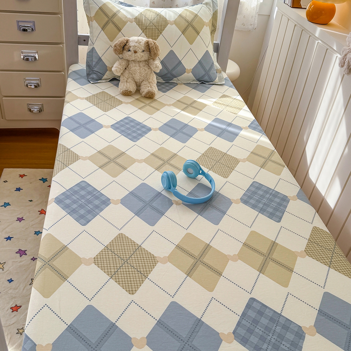 91家纺网 家纺一手货源 找家纺 尚帛 2026新款全棉品质喷气印花爆款四件套 多规格套件 单品系列-学生款单床笠 佳丽斯