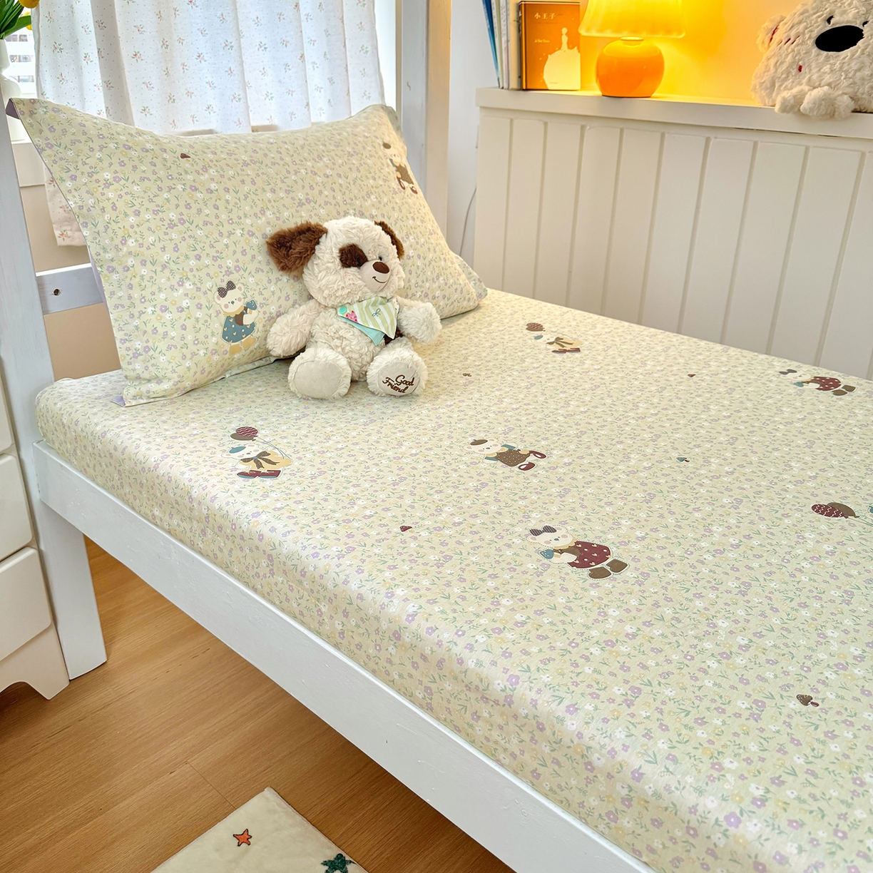 91家纺网 家纺一手货源 找家纺 尚帛 2026新款全棉品质喷气印花爆款四件套 多规格套件 单品系列-学生款单床笠 碎花学院