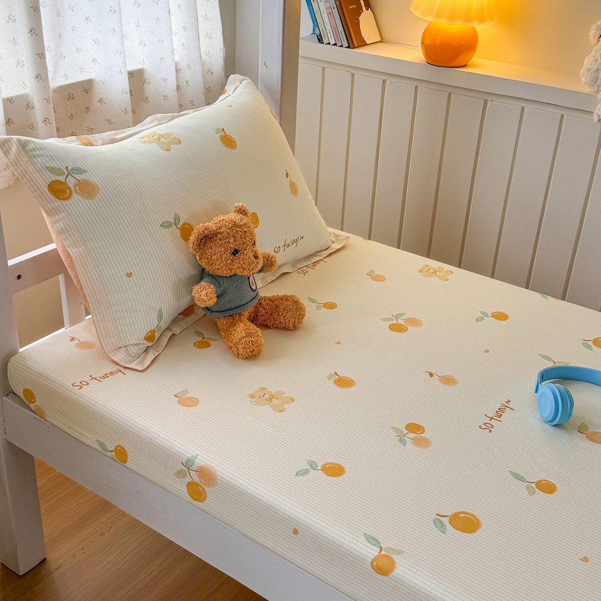 91家纺网 家纺一手货源 找家纺 尚帛 2026新款全棉品质喷气印花爆款四件套 多规格套件 单品系列-学生款单床笠 欢乐碰碰熊