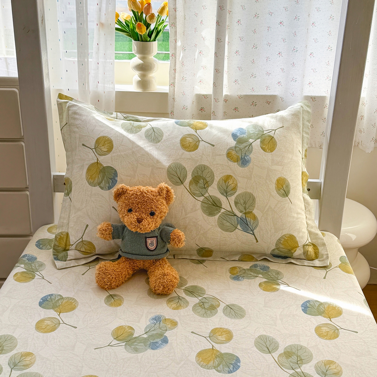 91家纺网 家纺一手货源 找家纺 尚帛 2026新款全棉品质喷气印花爆款四件套 多规格套件 单品系列-学生款单床笠 秋飘铃