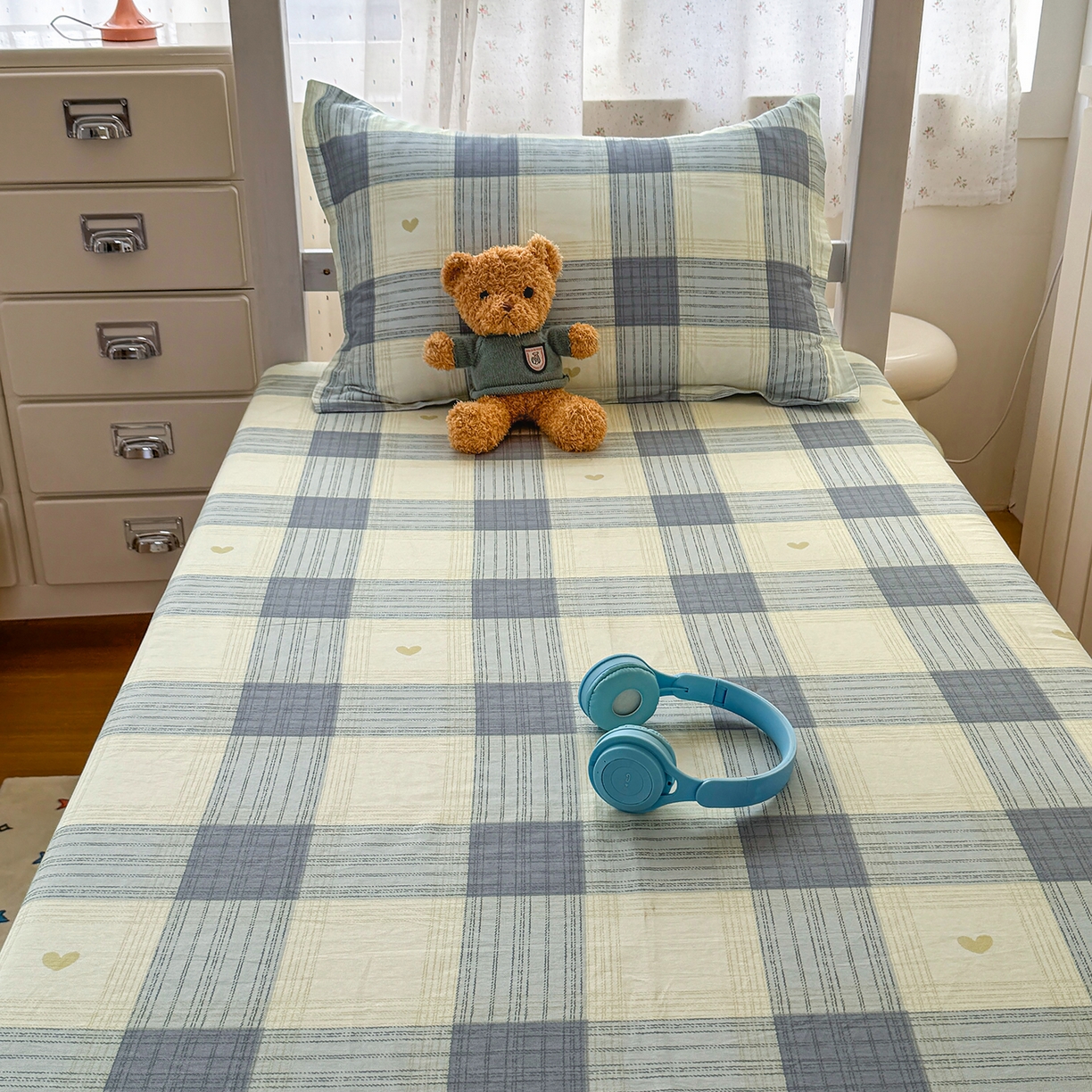 91家纺网 家纺一手货源 找家纺 尚帛 2026新款全棉品质喷气印花爆款四件套 多规格套件 单品系列-学生款单床笠 初心-灰