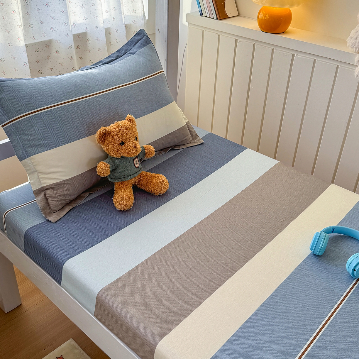 91家纺网 家纺一手货源 找家纺 尚帛 2026新款全棉品质喷气印花爆款四件套 多规格套件 单品系列-学生款单床笠 时尚慕斯