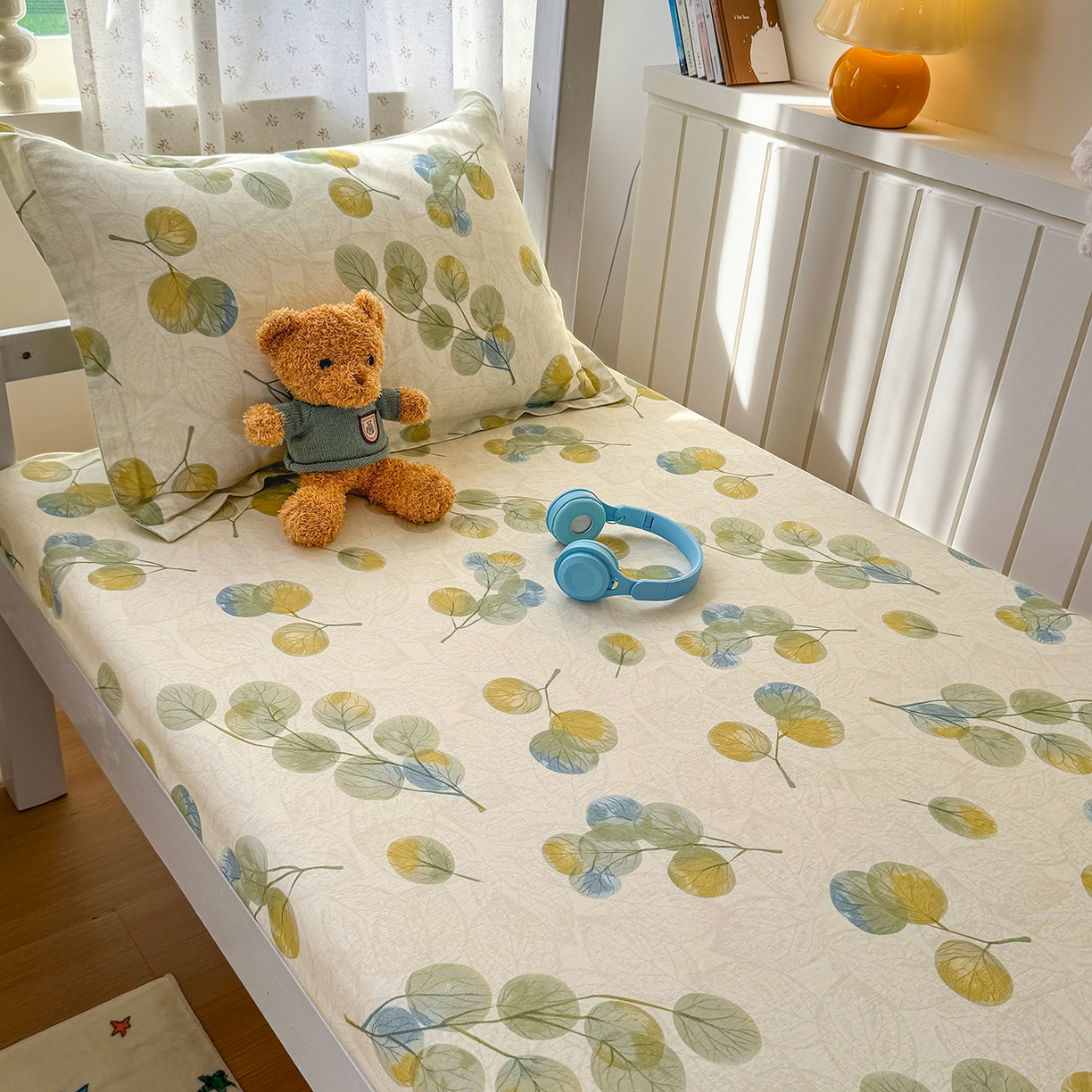 91家纺网 家纺一手货源 找家纺 尚帛 2026新款全棉品质喷气印花爆款四件套 多规格套件 单品系列-学生款单床笠 秋飘铃