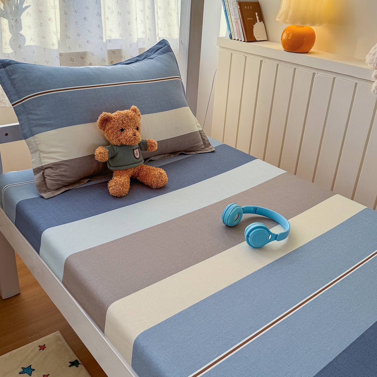 91家纺网 家纺一手货源 找家纺 尚帛 2026新款全棉品质喷气印花爆款四件套 多规格套件 单品系列-学生款单床笠 时尚慕斯