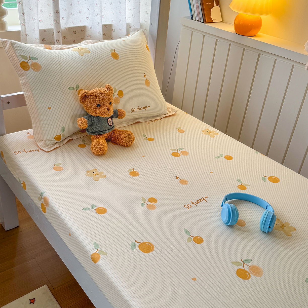 91家纺网 家纺一手货源 找家纺 尚帛 2026新款全棉品质喷气印花爆款四件套 多规格套件 单品系列-学生款单床笠 欢乐碰碰熊