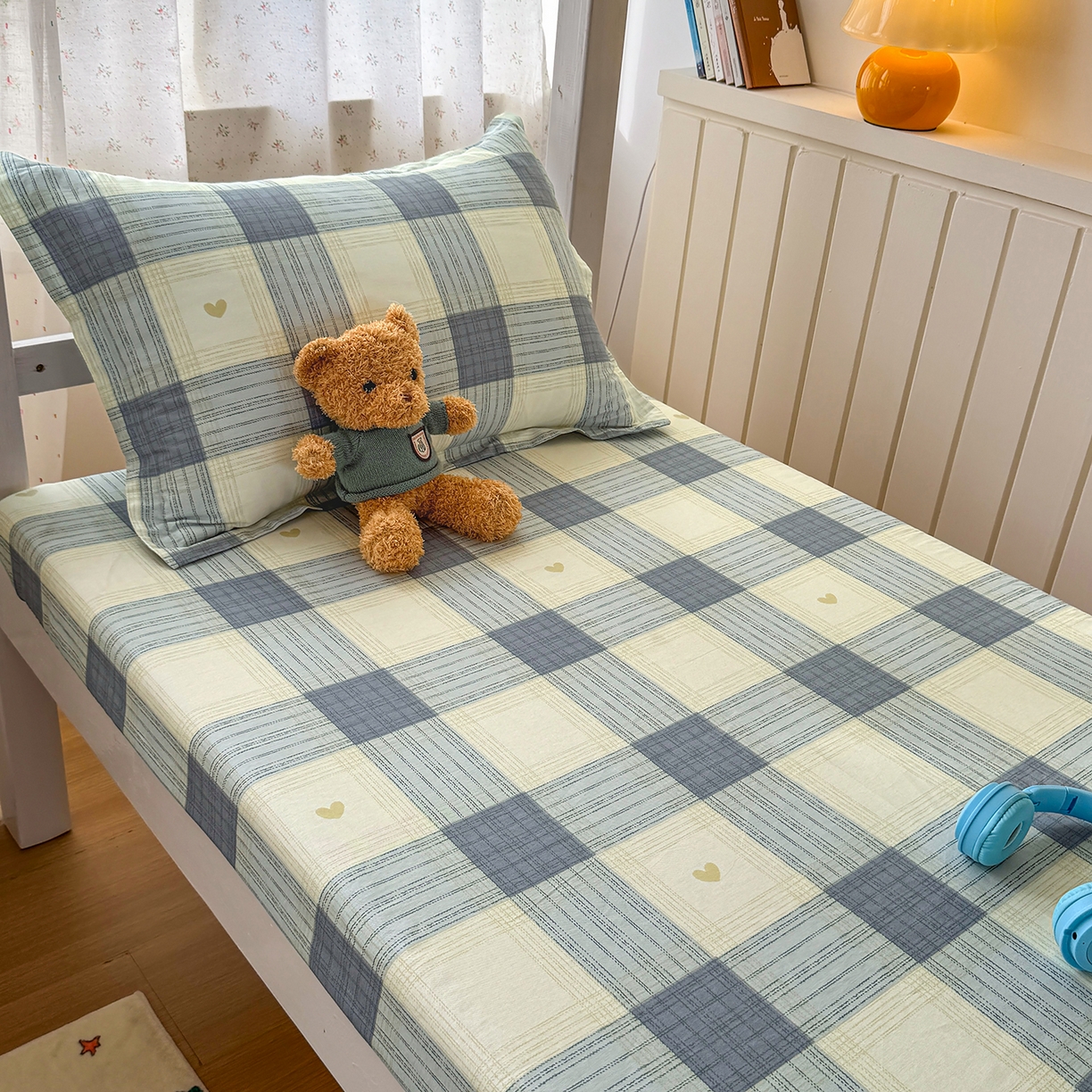 91家纺网 家纺一手货源 找家纺 尚帛 2026新款全棉品质喷气印花爆款四件套 多规格套件 单品系列-学生款单床笠 初心-灰