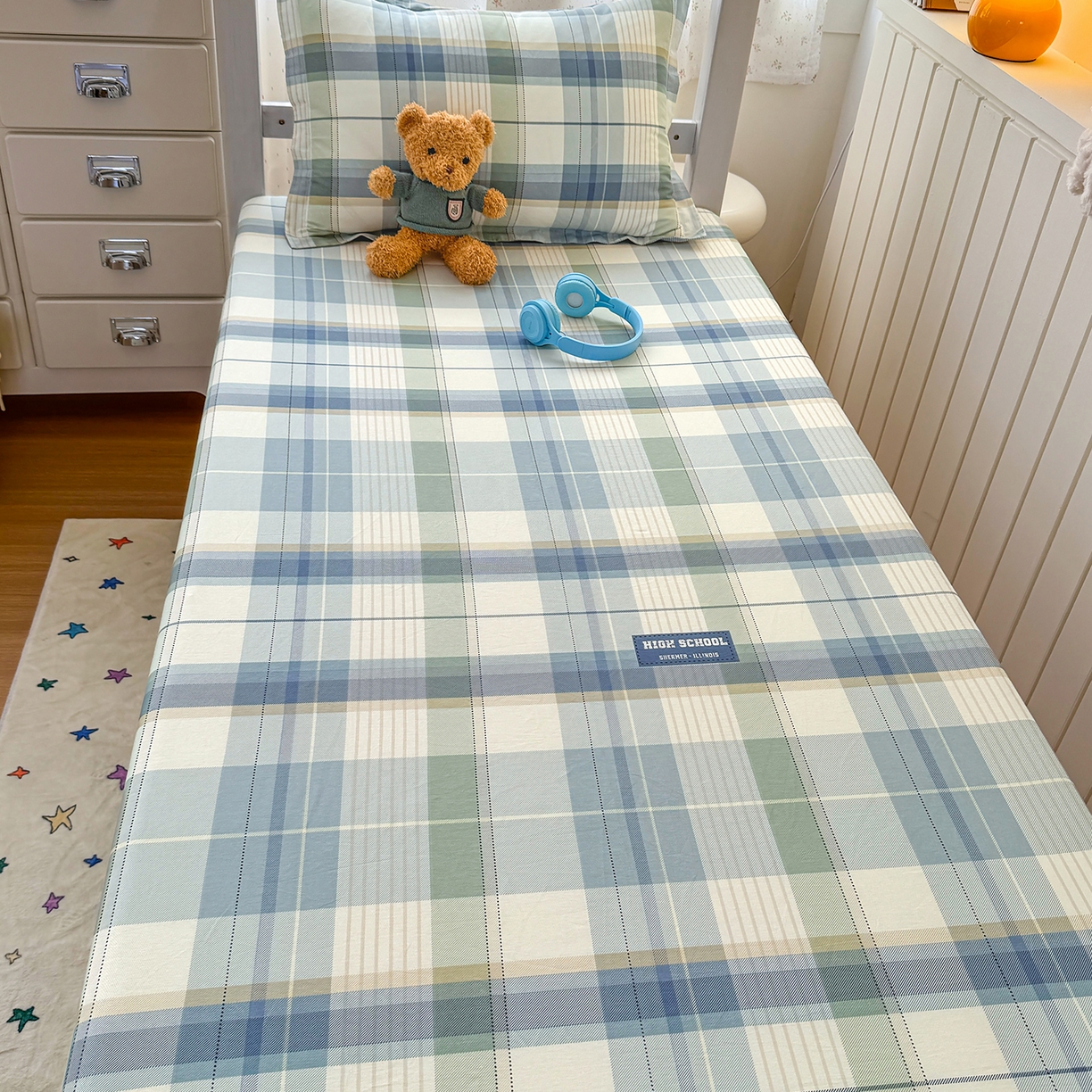 91家纺网 家纺一手货源 找家纺 尚帛 2026新款全棉品质喷气印花爆款四件套 多规格套件 单品系列-学生款单床笠 格兰德-蓝