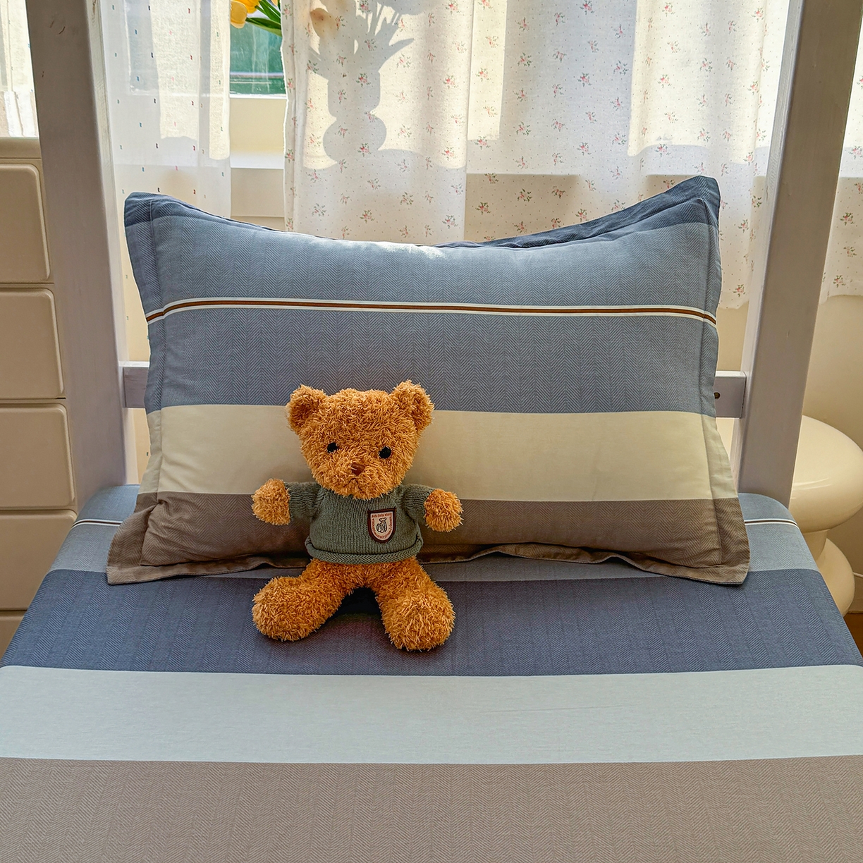 91家纺网 家纺一手货源 找家纺 尚帛 2026新款全棉品质喷气印花爆款四件套 多规格套件 单品系列-学生款单床笠 时尚慕斯