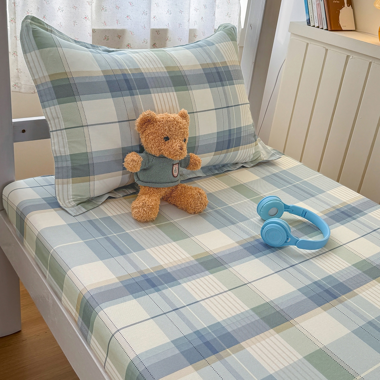 91家纺网 家纺一手货源 找家纺 尚帛 2026新款全棉品质喷气印花爆款四件套 多规格套件 单品系列-学生款单床笠 格兰德-蓝